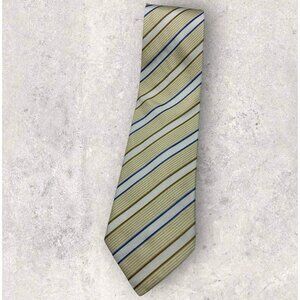 DORMEUIL Silk Tie ITALY Yellow Blue Striped W:3.6" EUC